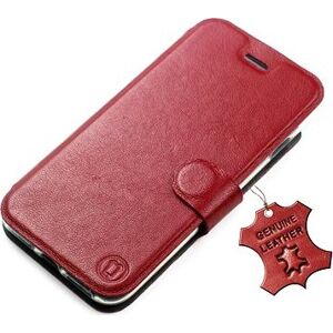Mobiwear Kožené flip puzdro pre Apple iPhone 13 Mini – Tmavo červené – L_DRS