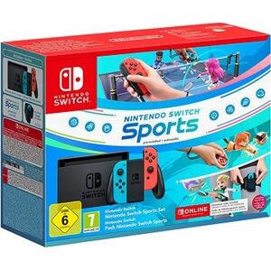 Nintendo Switch – Neon Red&Blue Joy-Con + Switch Sports + 3M NSO