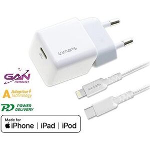 4smarts Wall Charger VoltPlug Mini PD 30 W with GaN and USB-C to Lightning Cable 1.5 m white *MFi cert