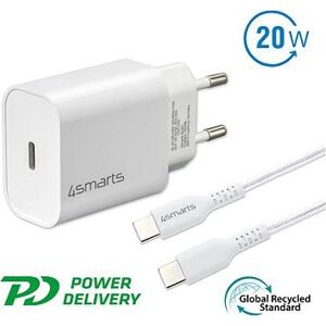 4smarts Wall Charger VoltPlug PD 20 W and USB-C to USB-C Cable 1.5 m white