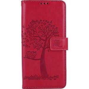 TopQ Pouzdro Xiaomi Redmi Note 12 knížkové Tmavě růžový strom sovičky 111683