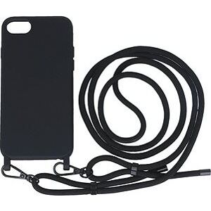 TopQ Kryt Simple iPhone SE 2020 čierny so šnúrkou 111406