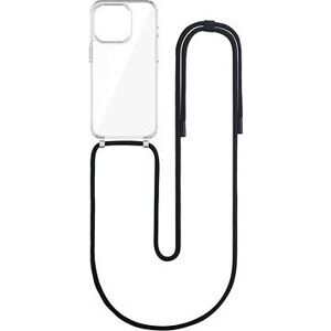 TopQ Kryt Simple iPhone 15 Pro Max s černou šňůrkou průhledný 111399