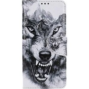 TopQ Puzdro Samsung A14 knižkové Čierno-biely vlk 112851