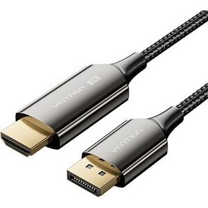 Vention Cotton Braided 8 K DisplayPort Male to HDMI Male Cable 1.8M Black Zinc Alloy Type