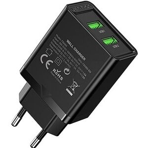 Vention 2-Port USB (A+A) Wall Charger (18 W) Black
