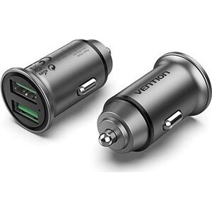 Vention Two-Port USB A+A(18/18) Car Charger Gray Mini Style Aluminium Alloy Type