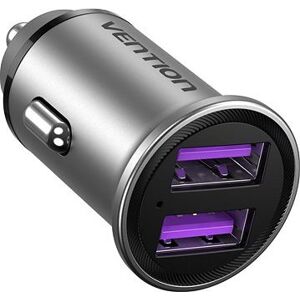 Vention Two-Port USB A+A (30 W/30 W) Car Charger Gray Mini Style Aluminium Alloy Type